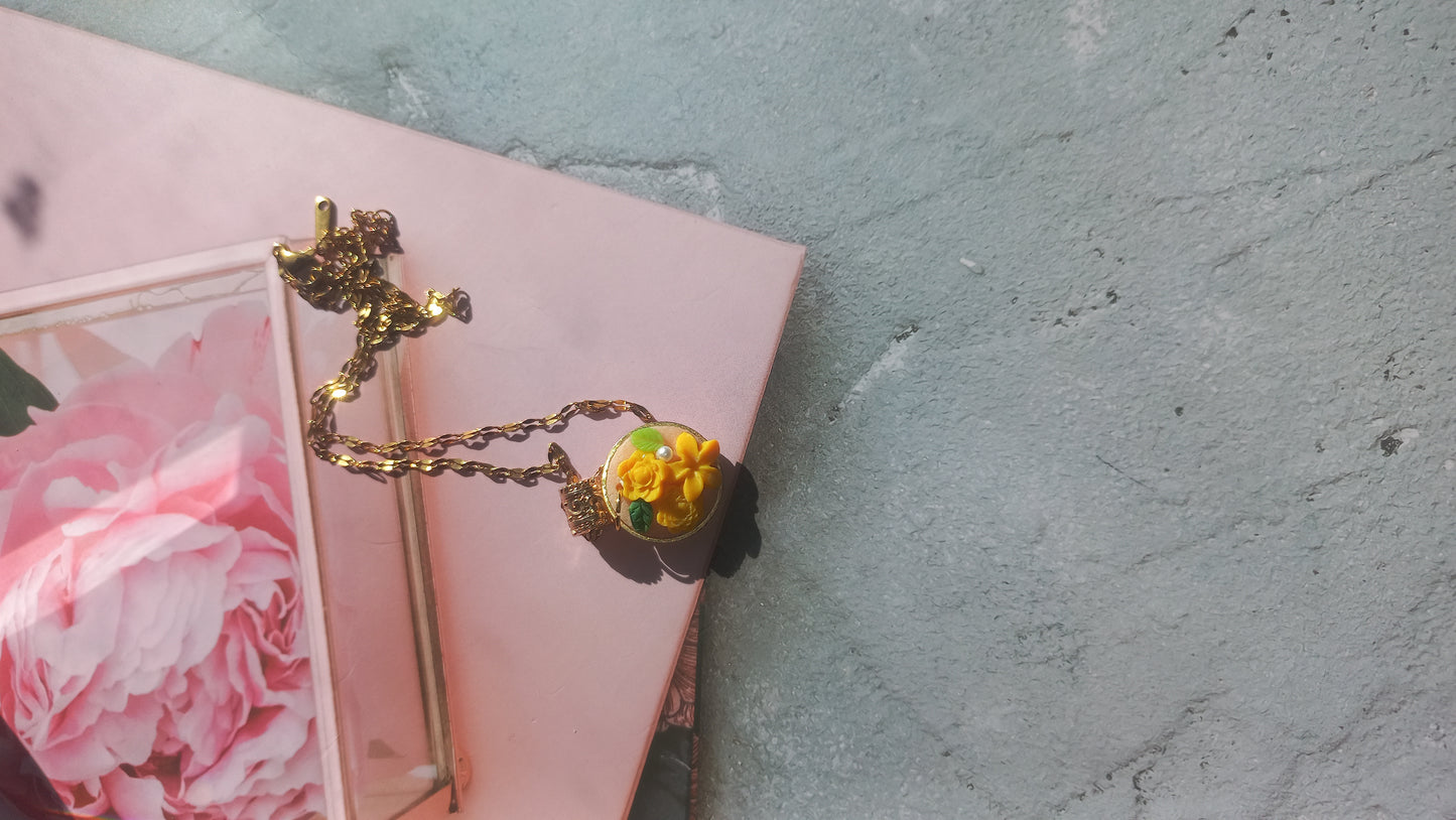 Yellow lemon colour flower pendant