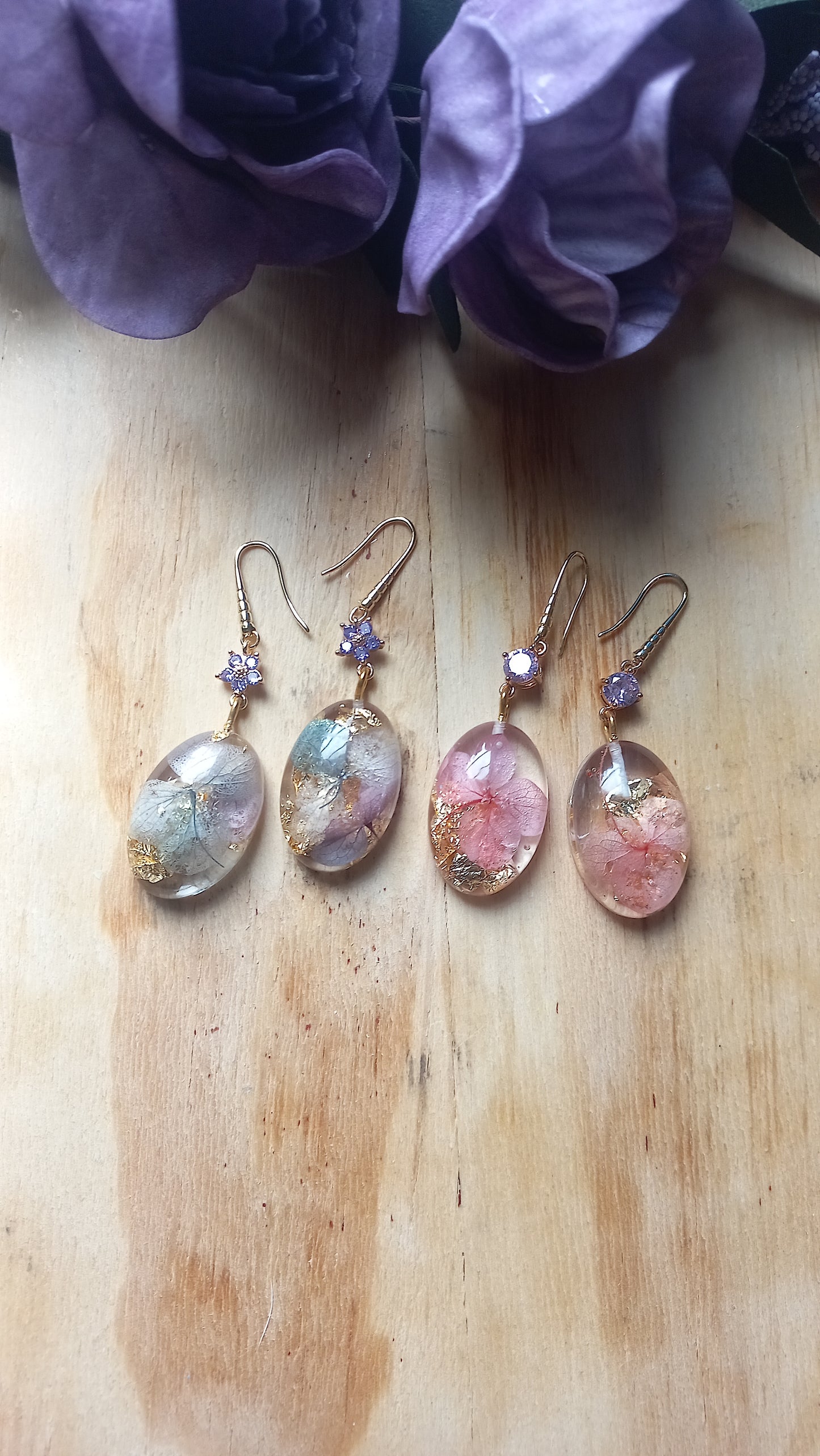 Dried Flowers in Resin Earrings