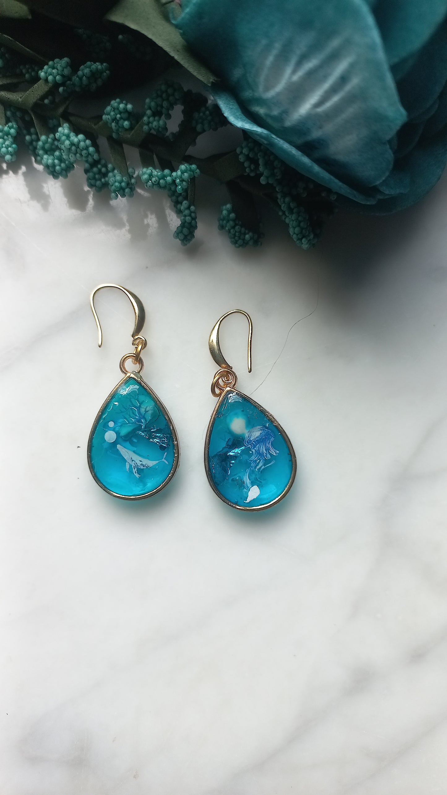 Ocean themed resin earrings