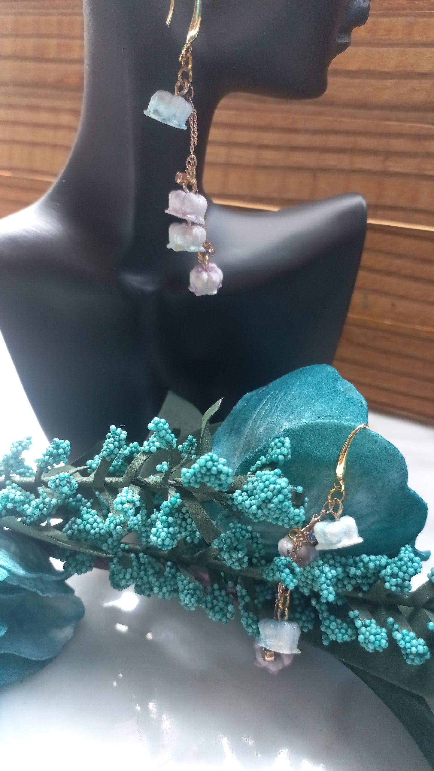 Polymer clay lily earrings