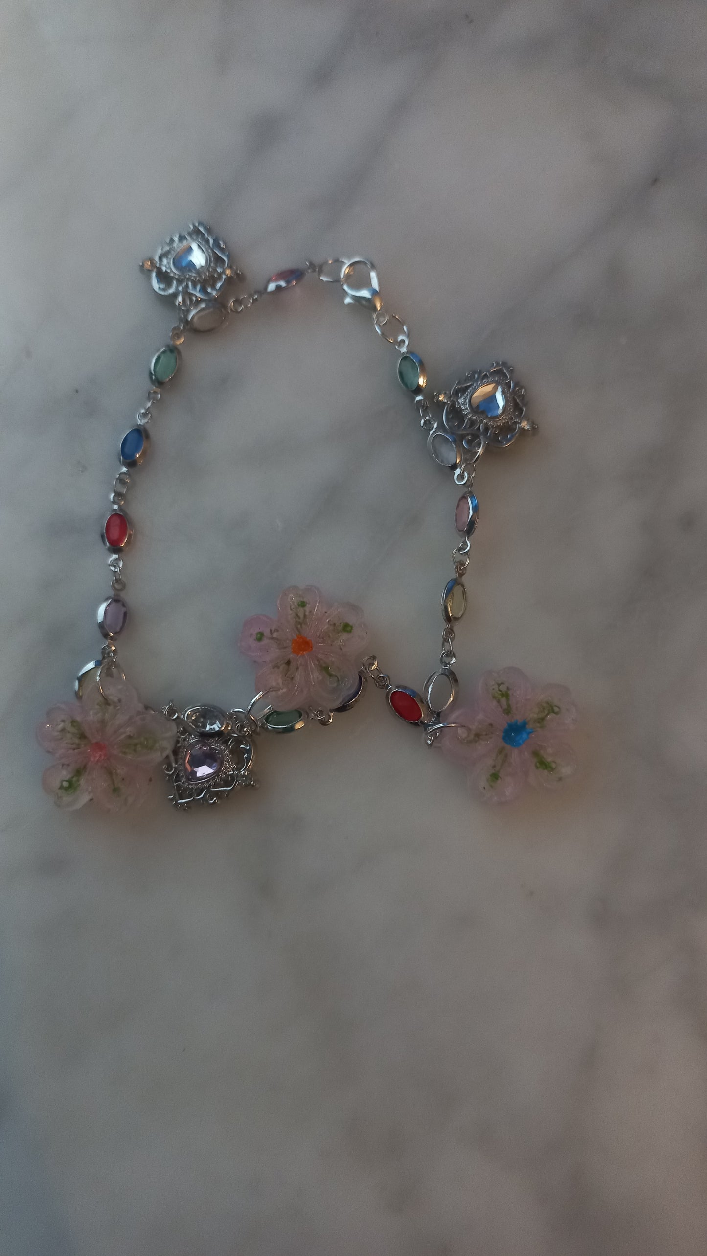 Translucent clay flower bracelet