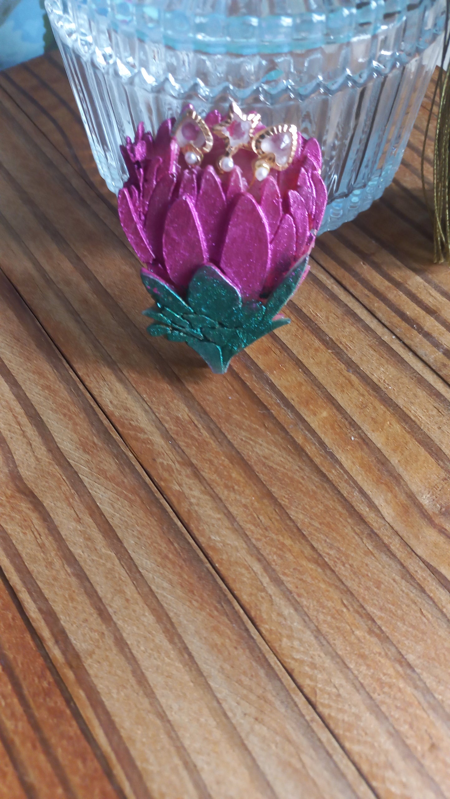 Polymer clay protea brooch