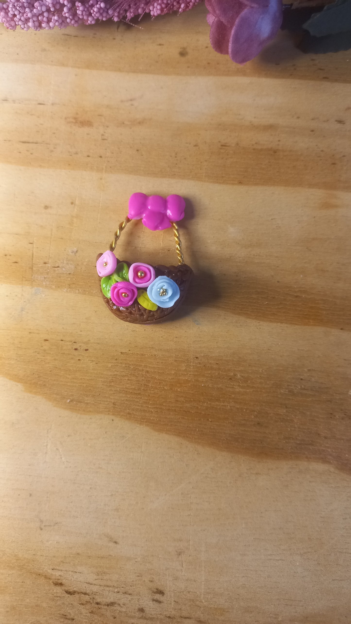 Picnic flower basket brooches