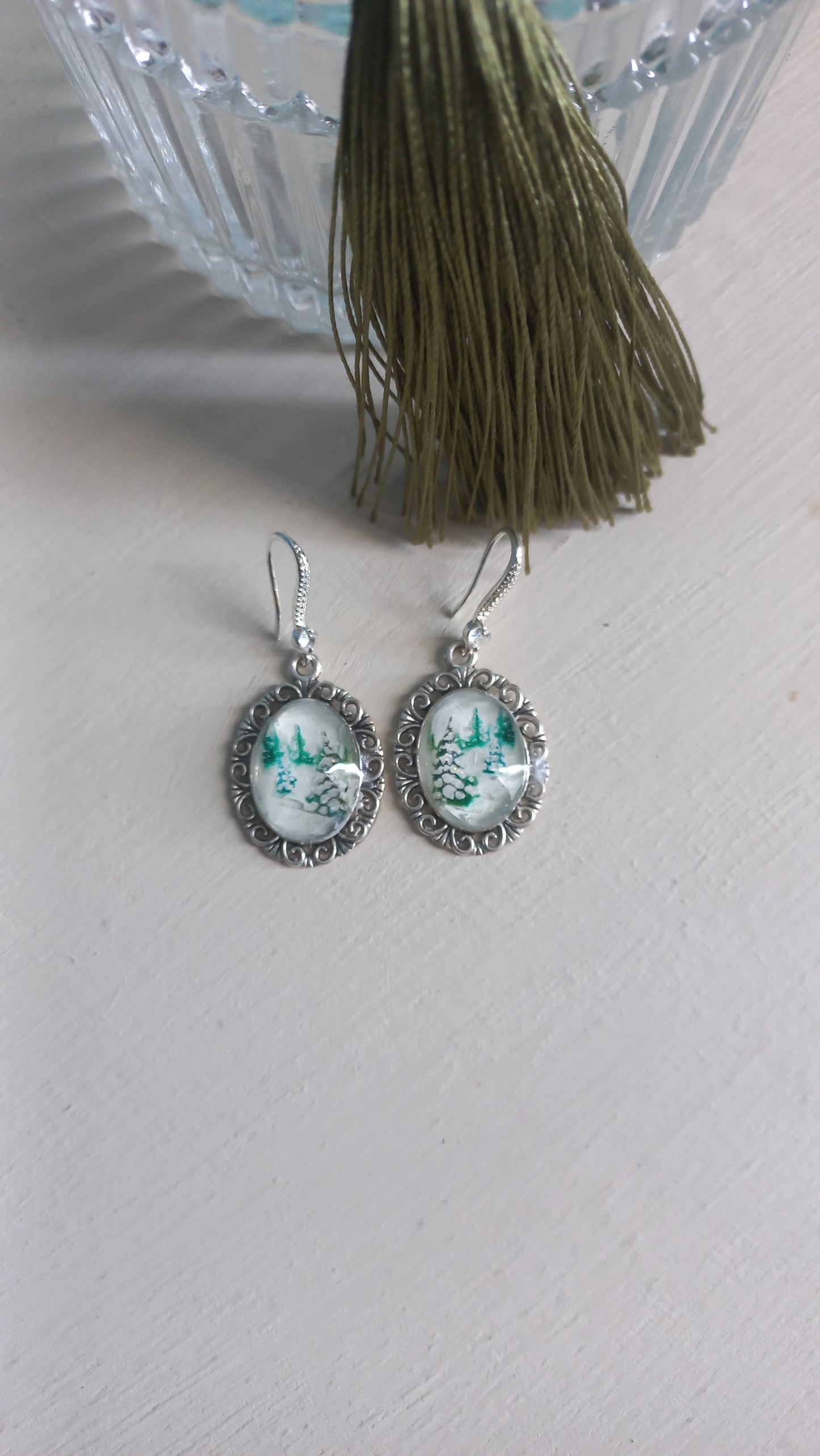 Winter painted scene in resin