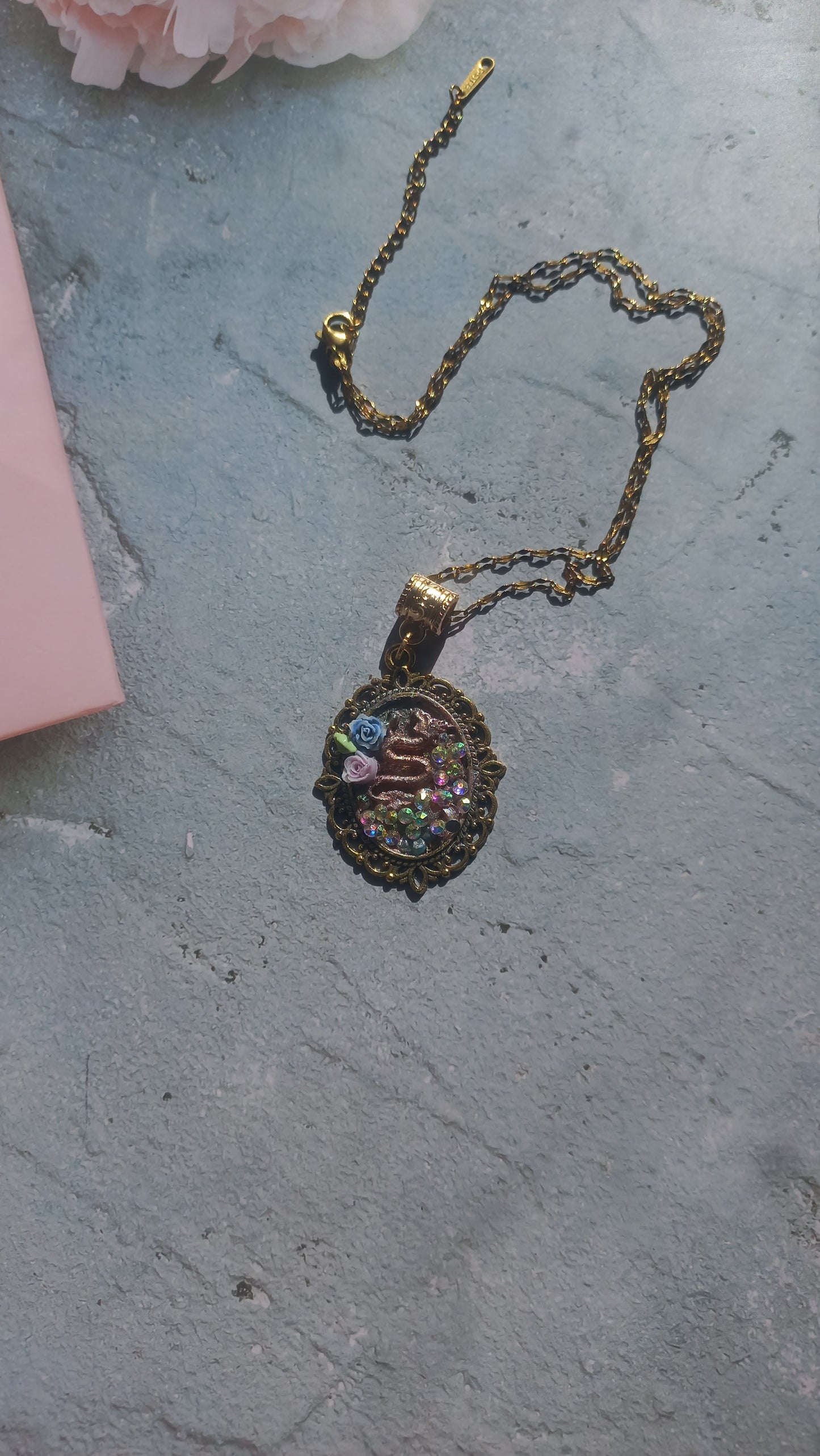 Vintage Asian themed brass colour pendants