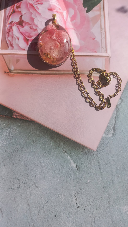 Dried Hydrangea flowers in resin