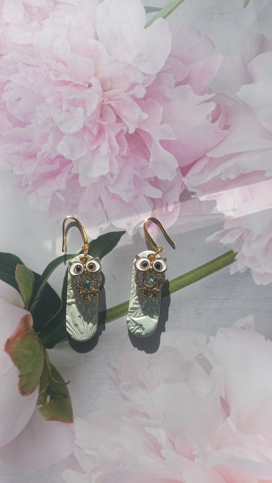 Pearl white Polymer clay earrings