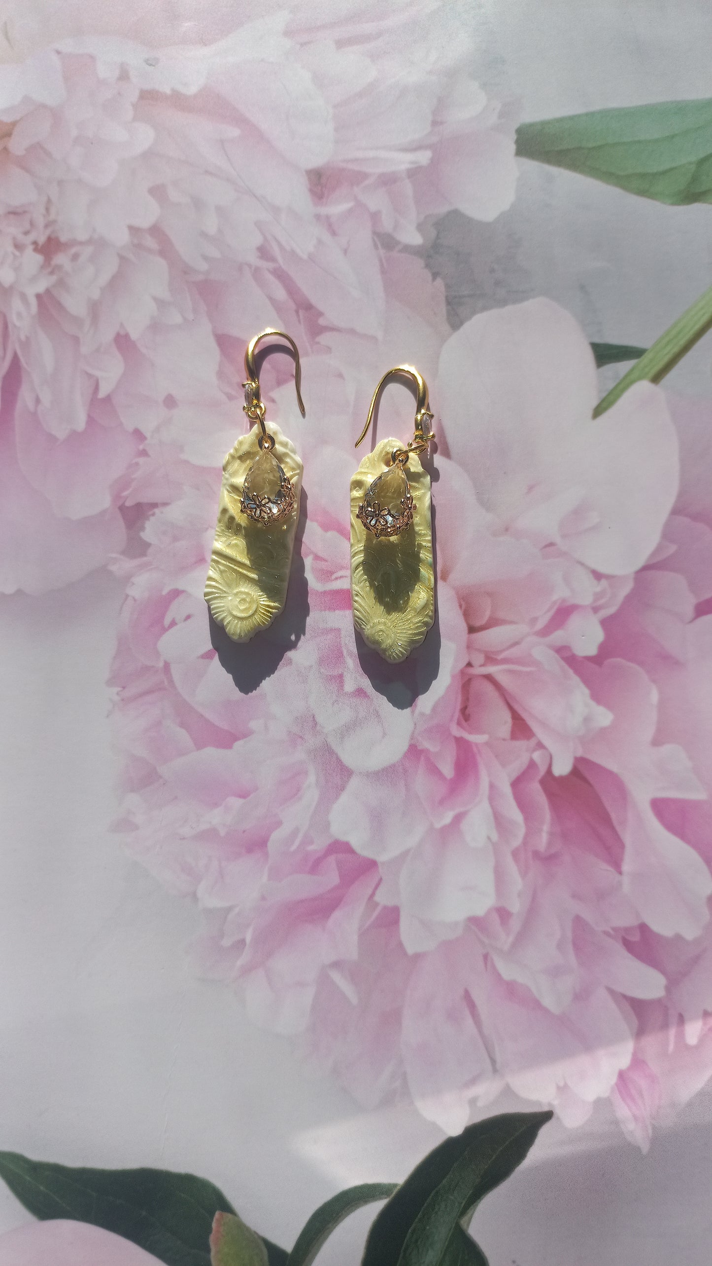 Bright yellow polymer clay earrings