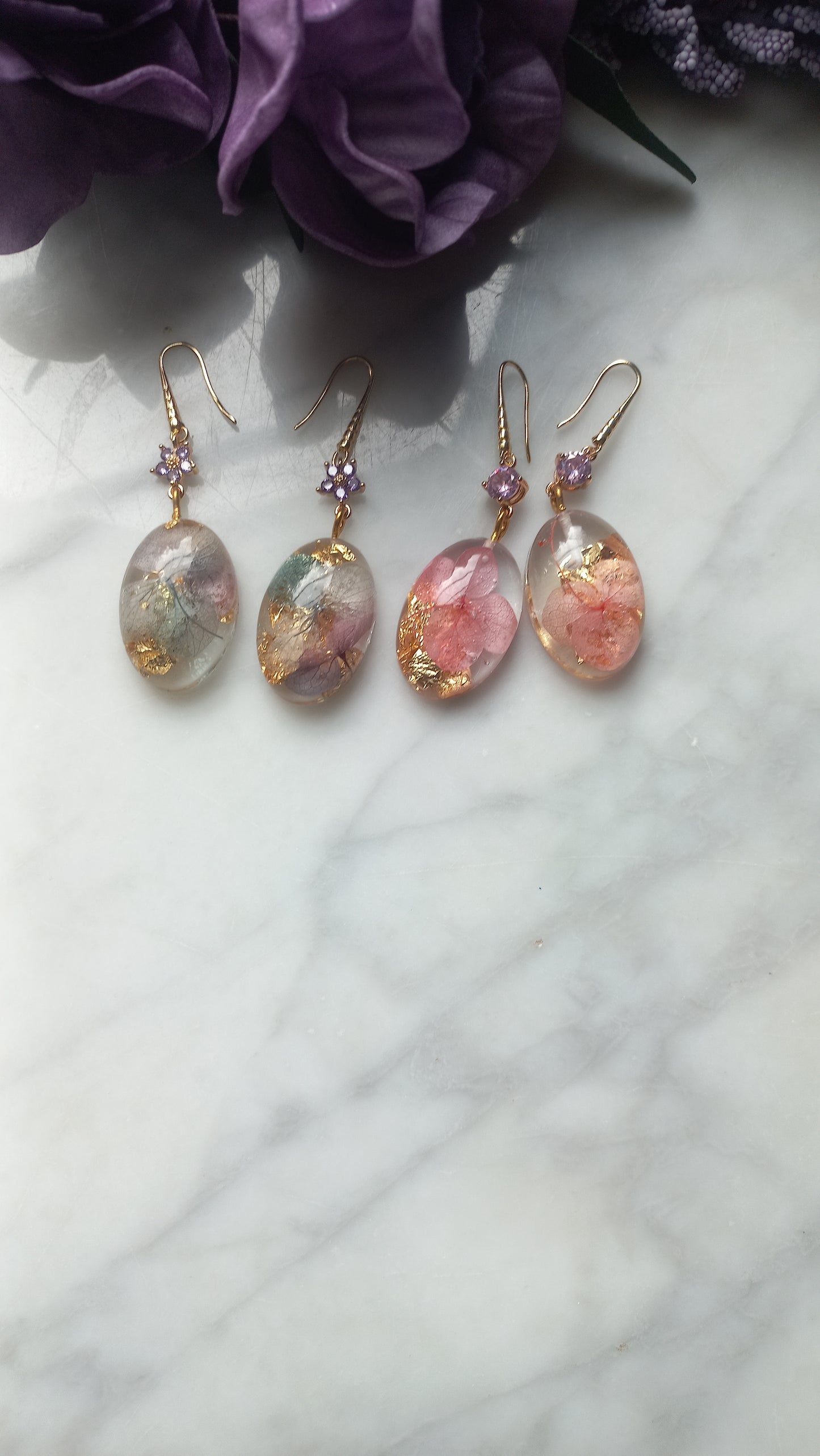 Dried Flowers in Resin Earrings