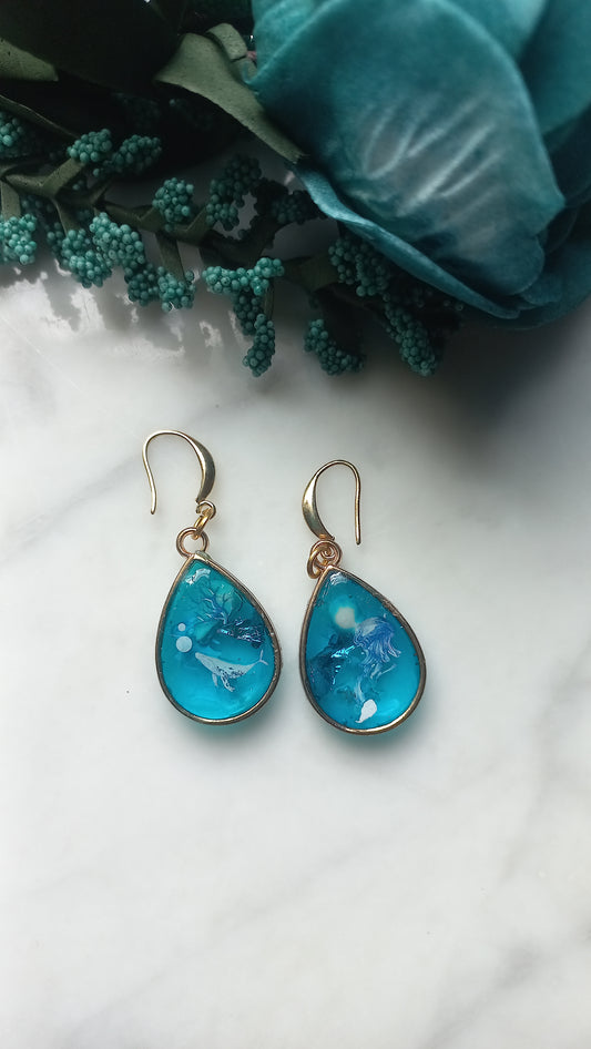 Ocean themed resin earrings