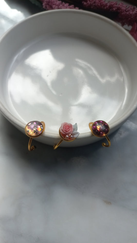 Resin & Metal flower rings