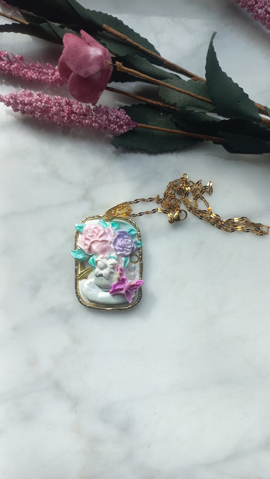 Polymer clay flower pendant