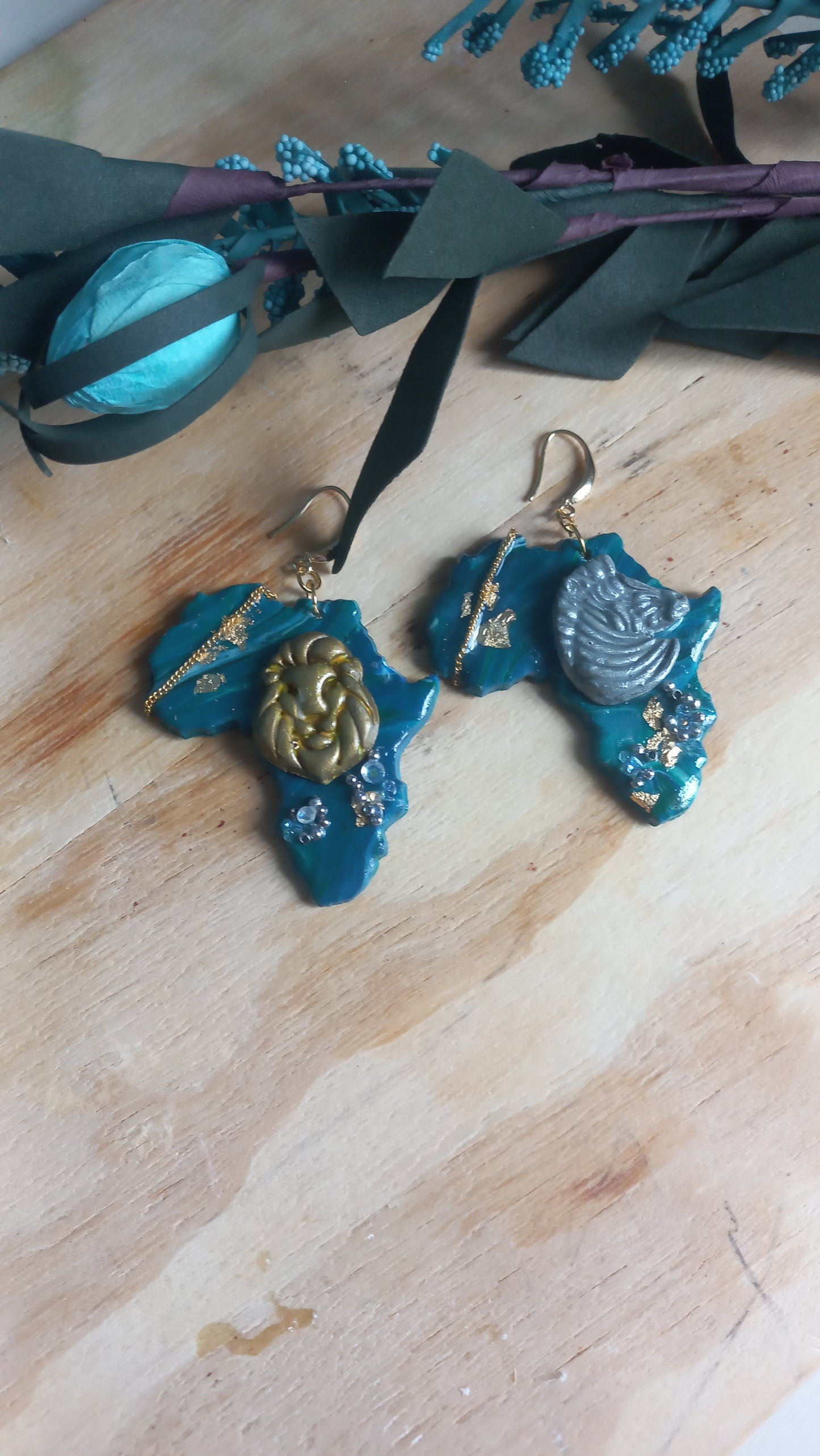 African continent polymer clay earrings