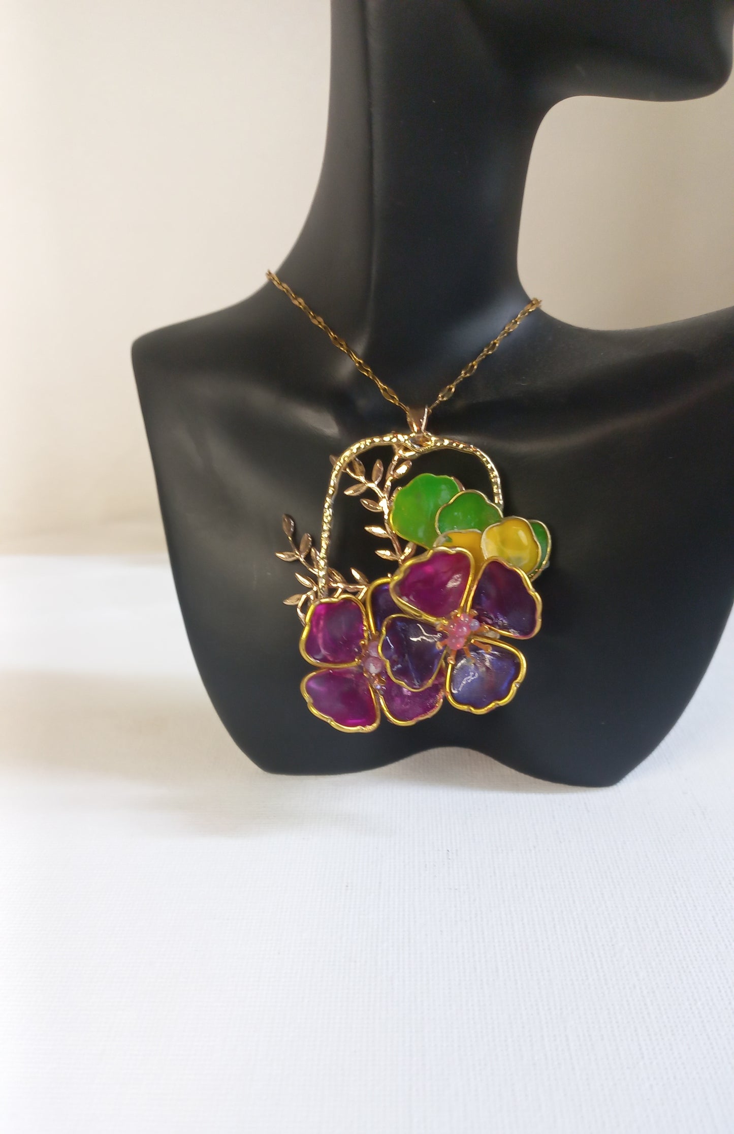 Handmade resin petal with gold leaf detail pendants