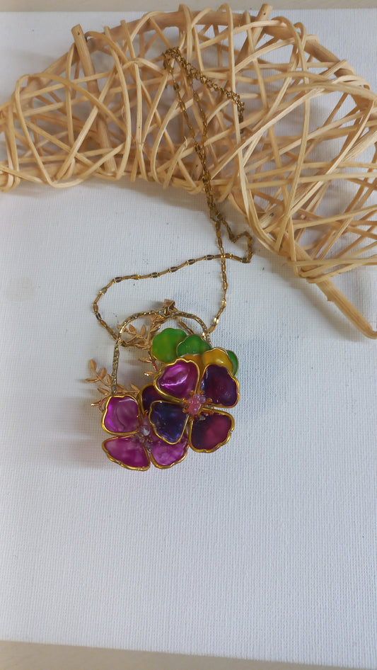 Handmade resin petal with gold leaf detail pendants