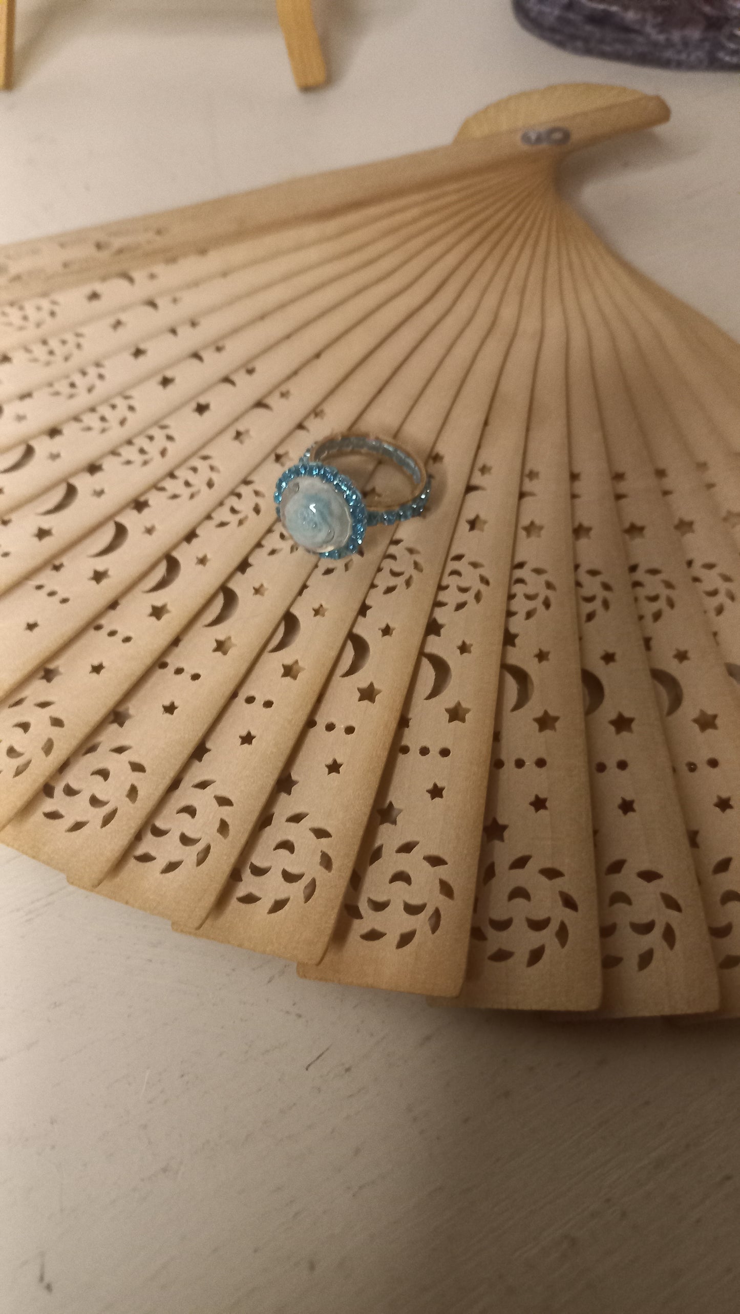 Blue resin rose ring