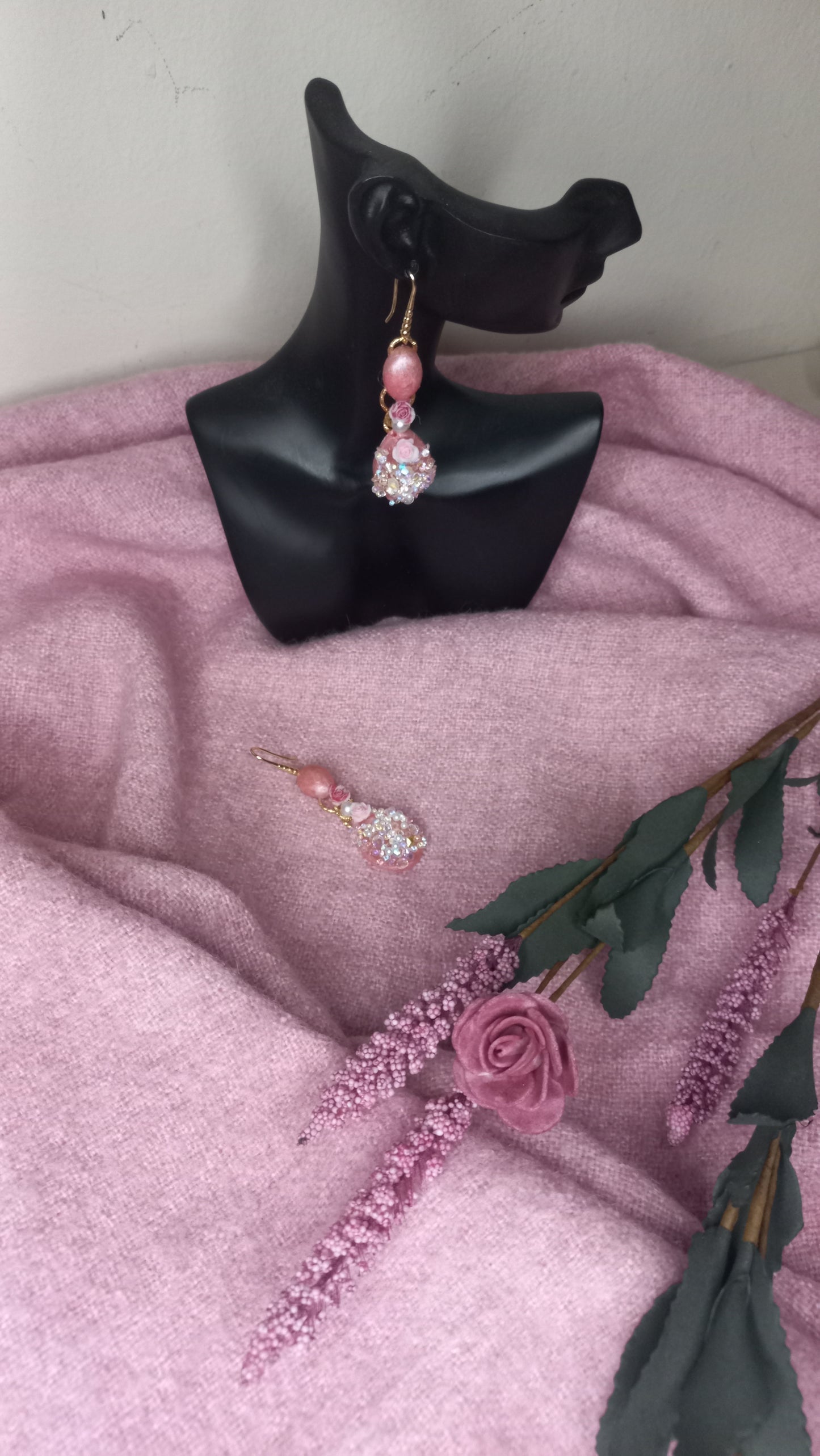 Powder pink resin earrings