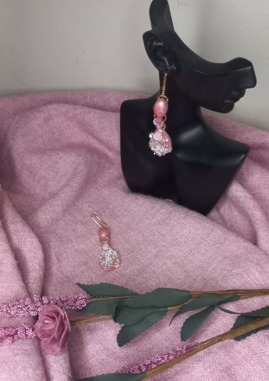 Powder pink resin earrings
