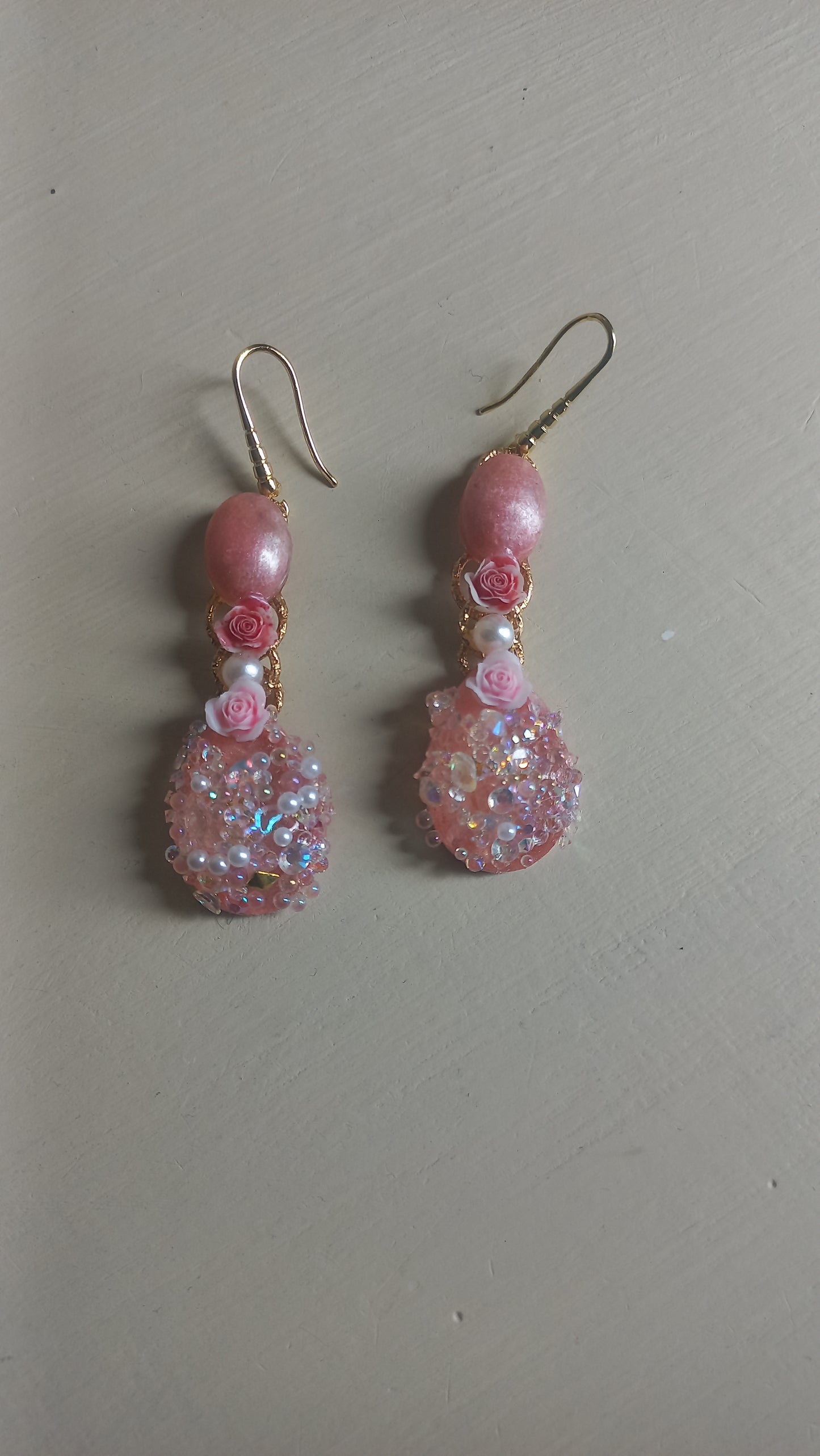 Powder pink resin earrings