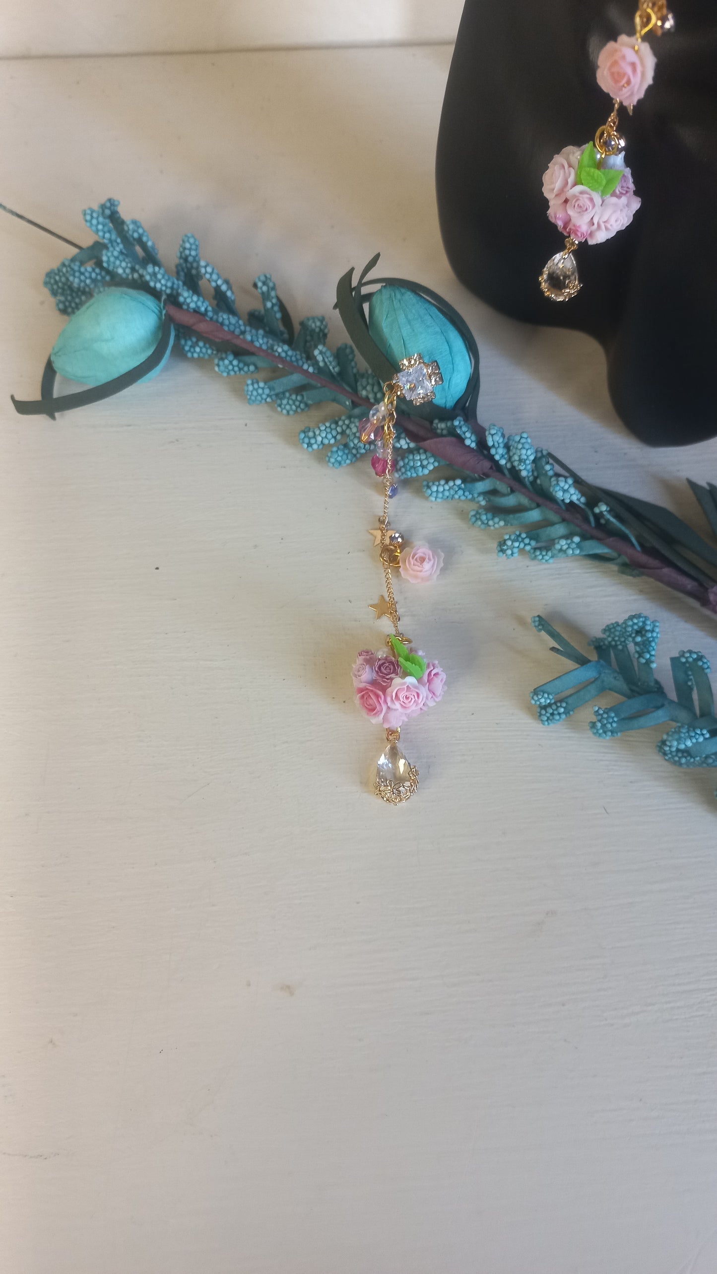 Pink polymer clay and resin earrings