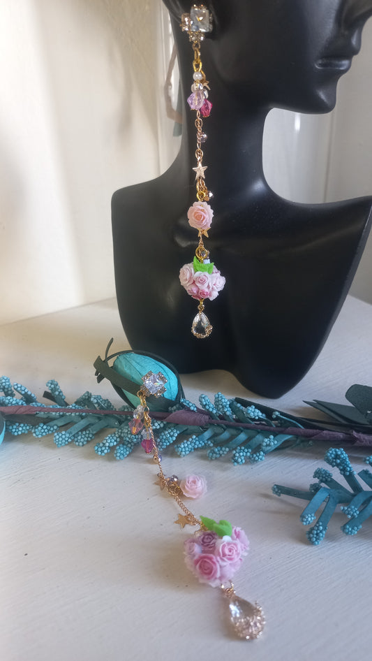 Pink polymer clay and resin earrings