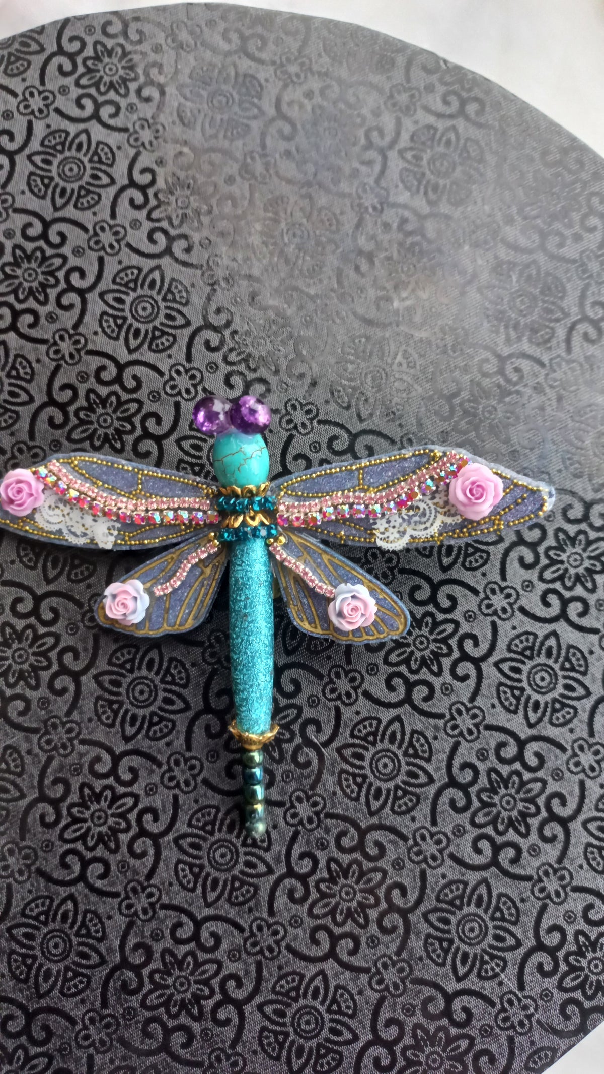 Resin dragonfly brooch