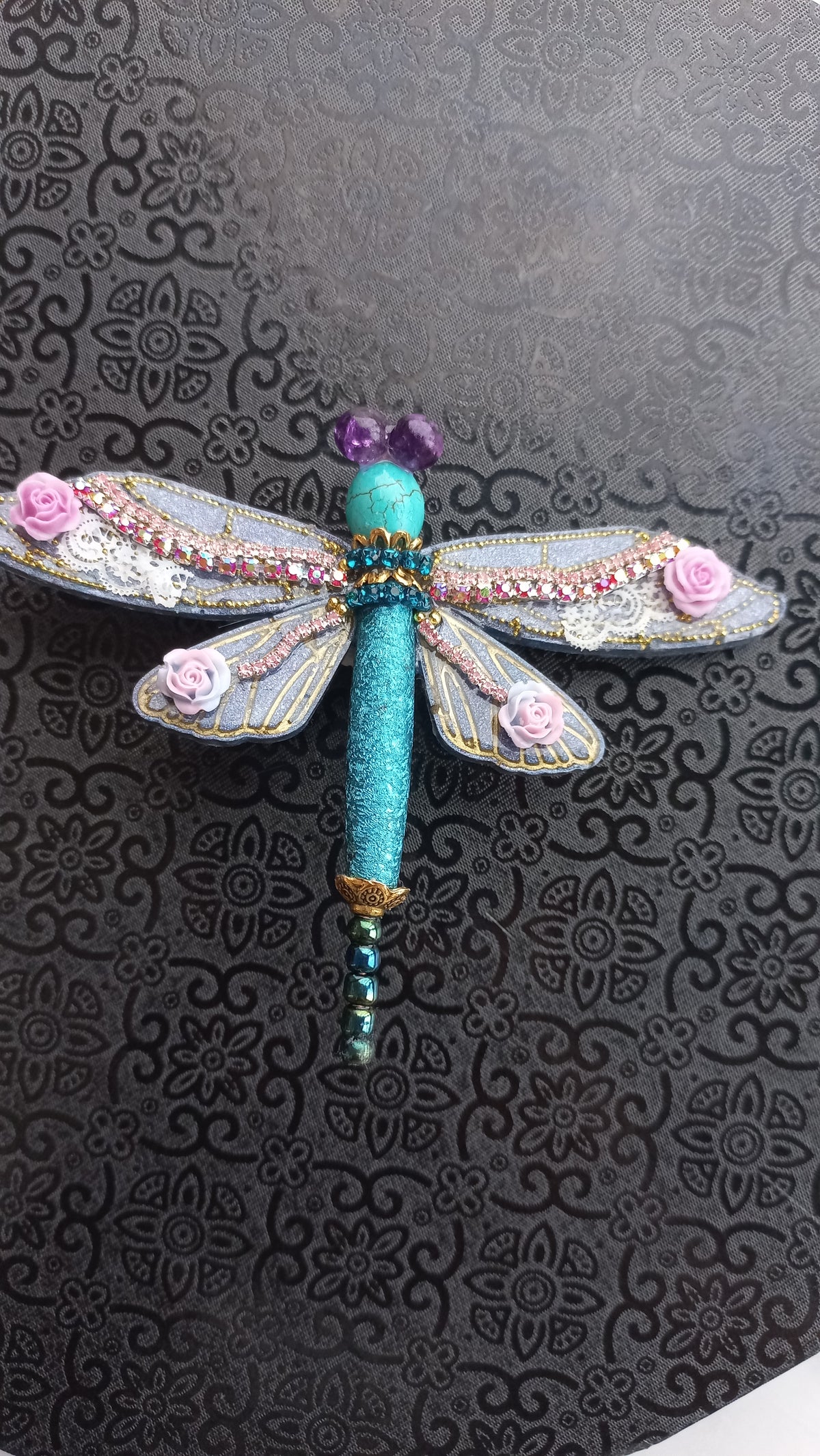 Resin dragonfly brooch