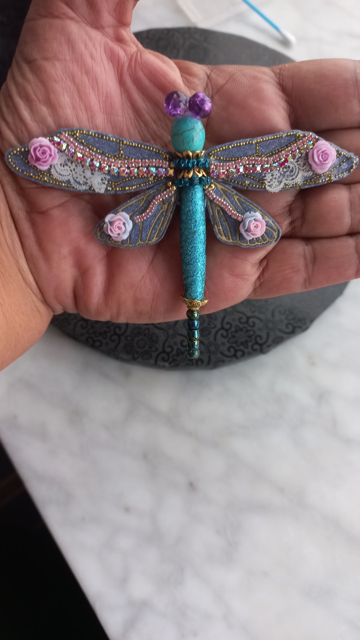 Resin dragonfly brooch