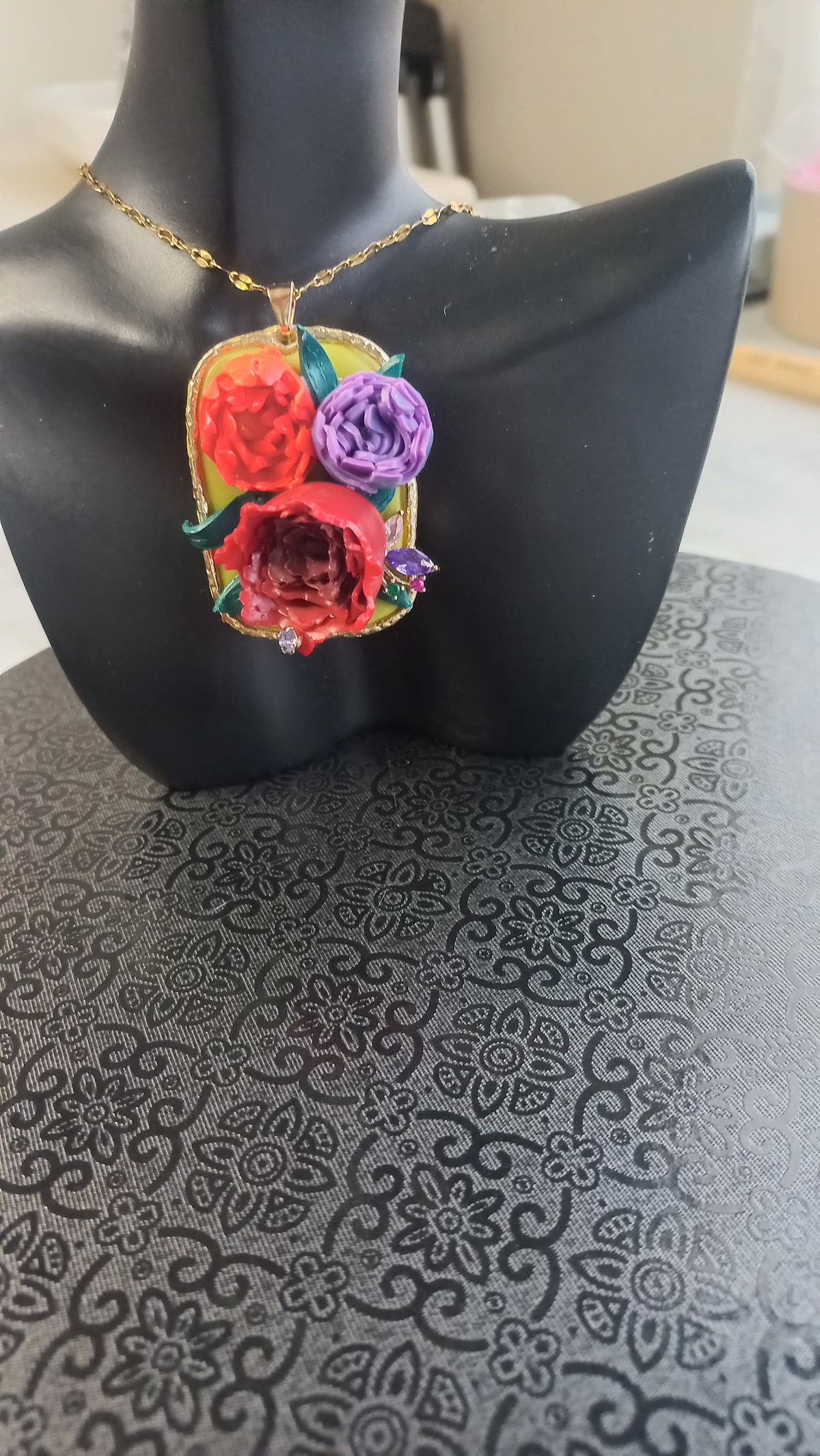 Polymer clay bouquet pendant