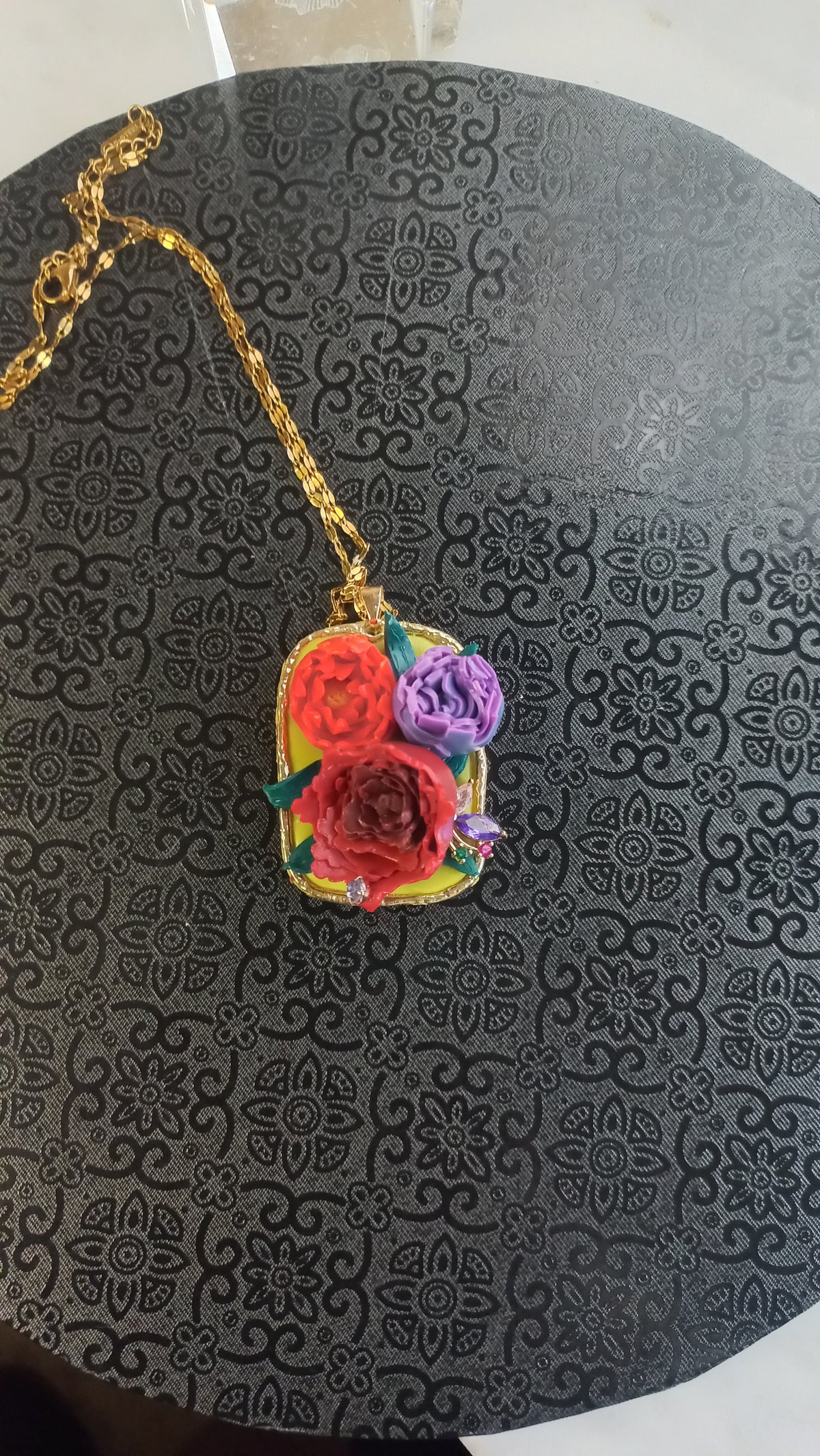 Polymer clay bouquet pendant