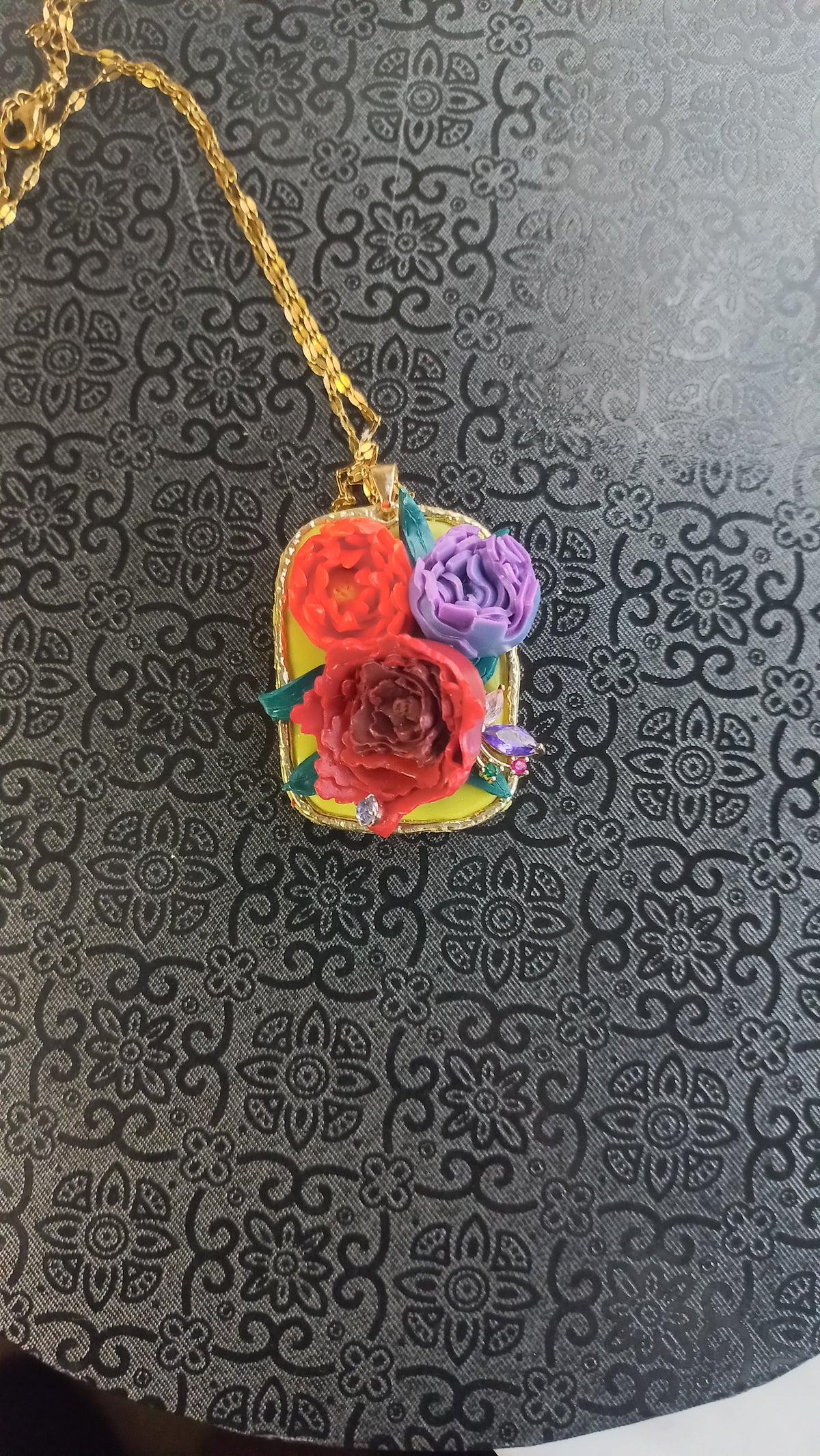 Polymer clay bouquet pendant