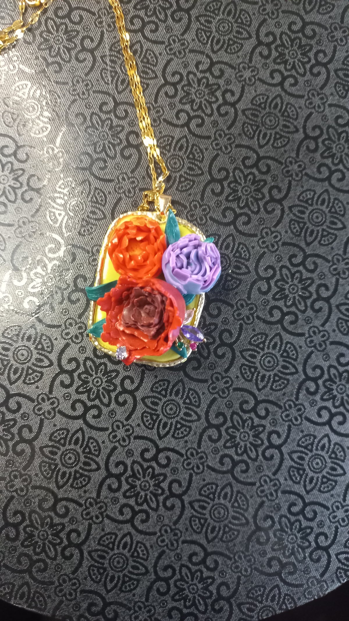 Polymer clay bouquet pendant