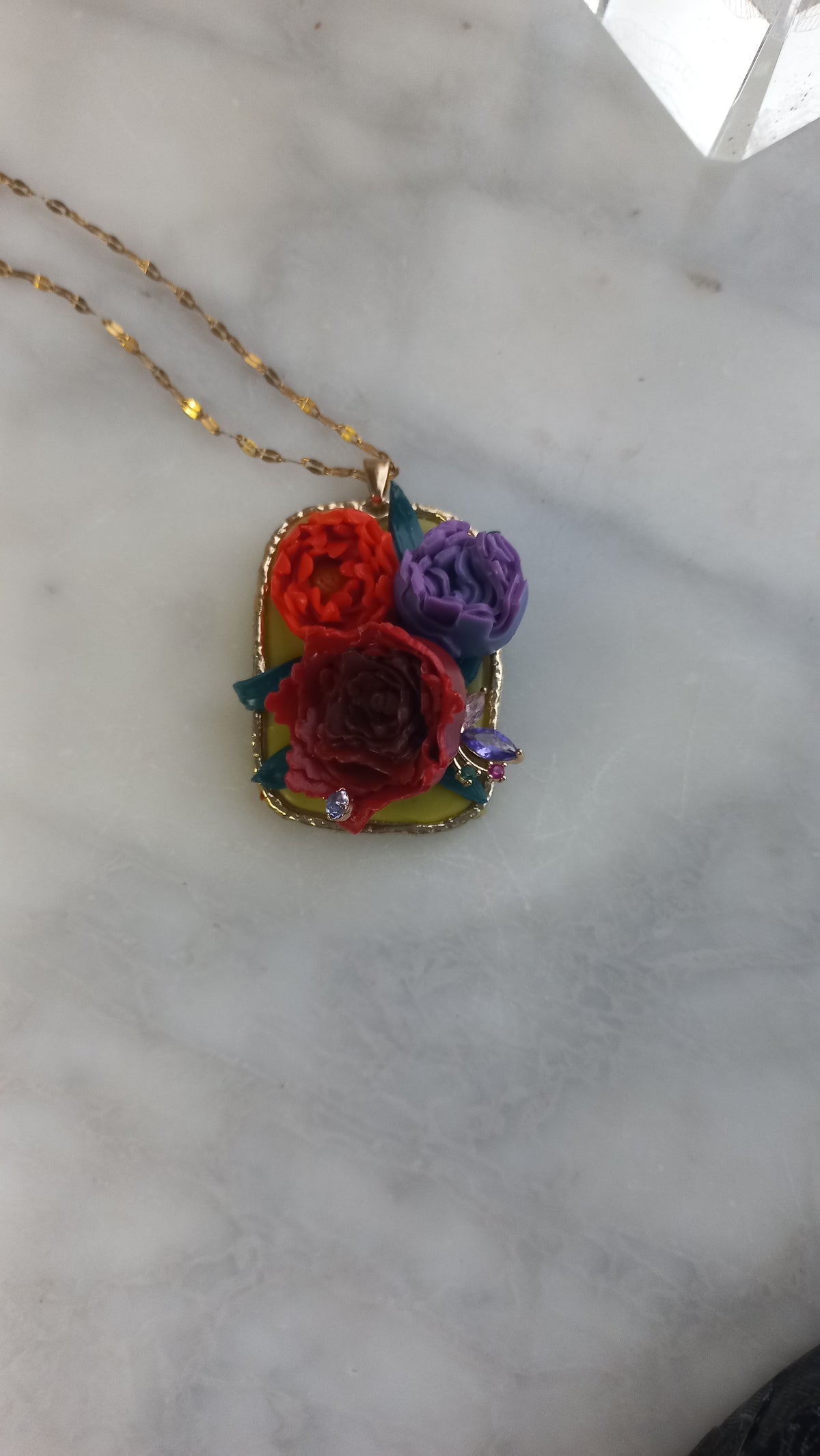 Polymer clay bouquet pendant