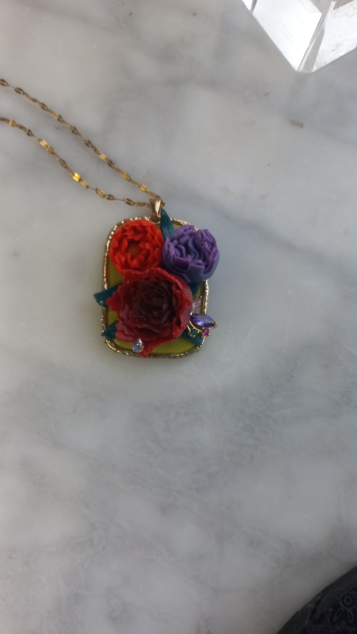 Polymer clay bouquet pendant