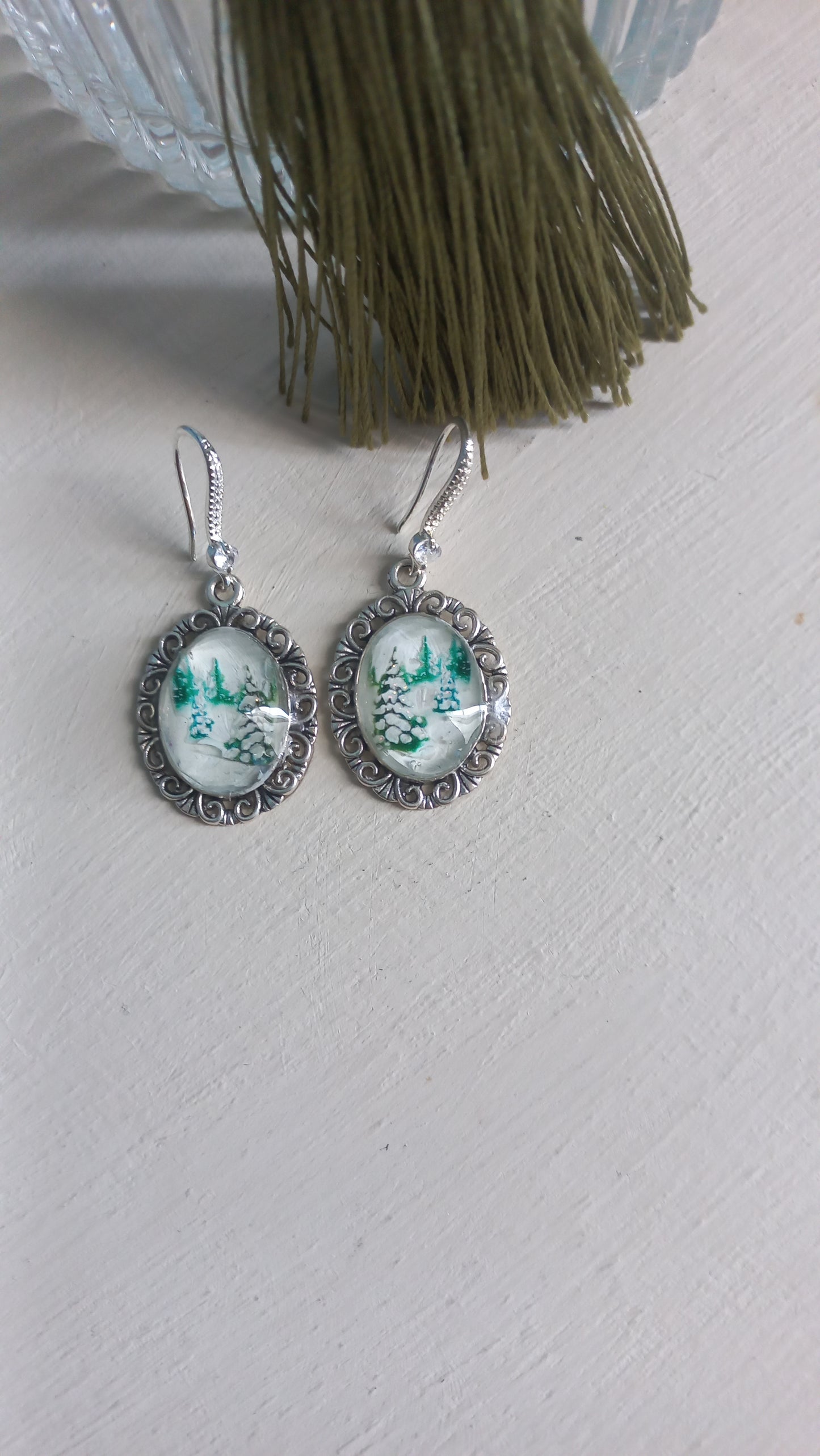 Winter painted scene in resin