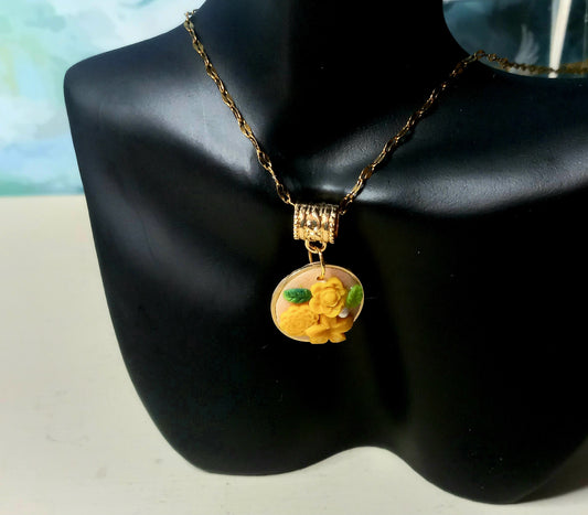 Yellow lemon colour flower pendant