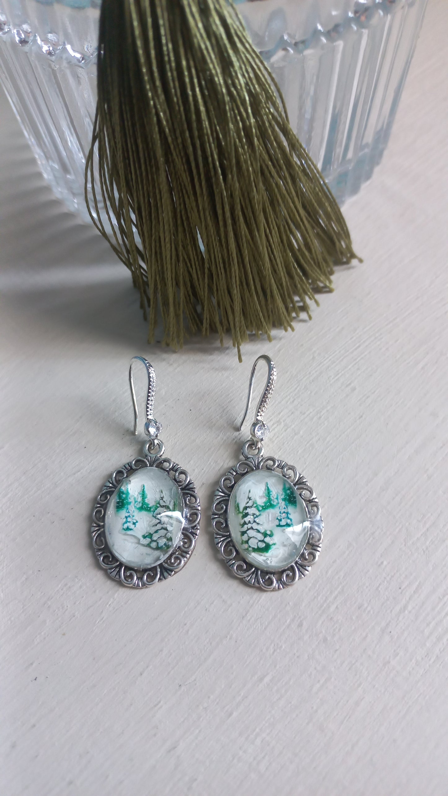 Winter painted scene in resin