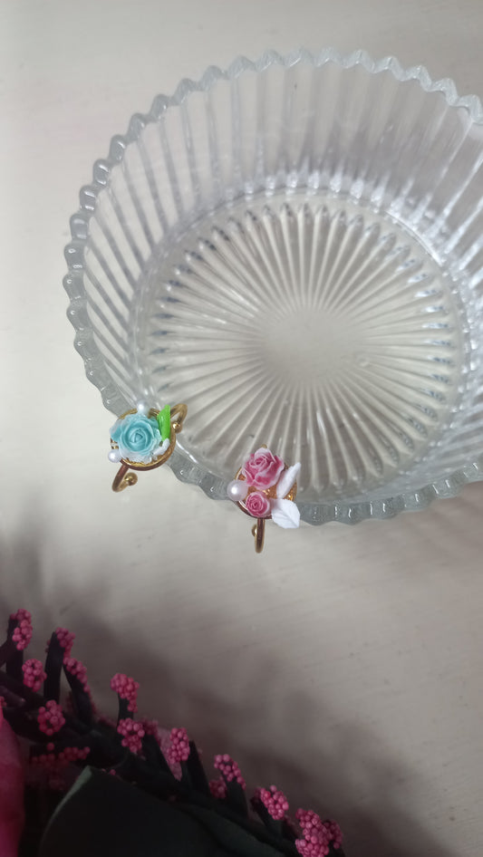 Handmade polymer resin clay rose rings