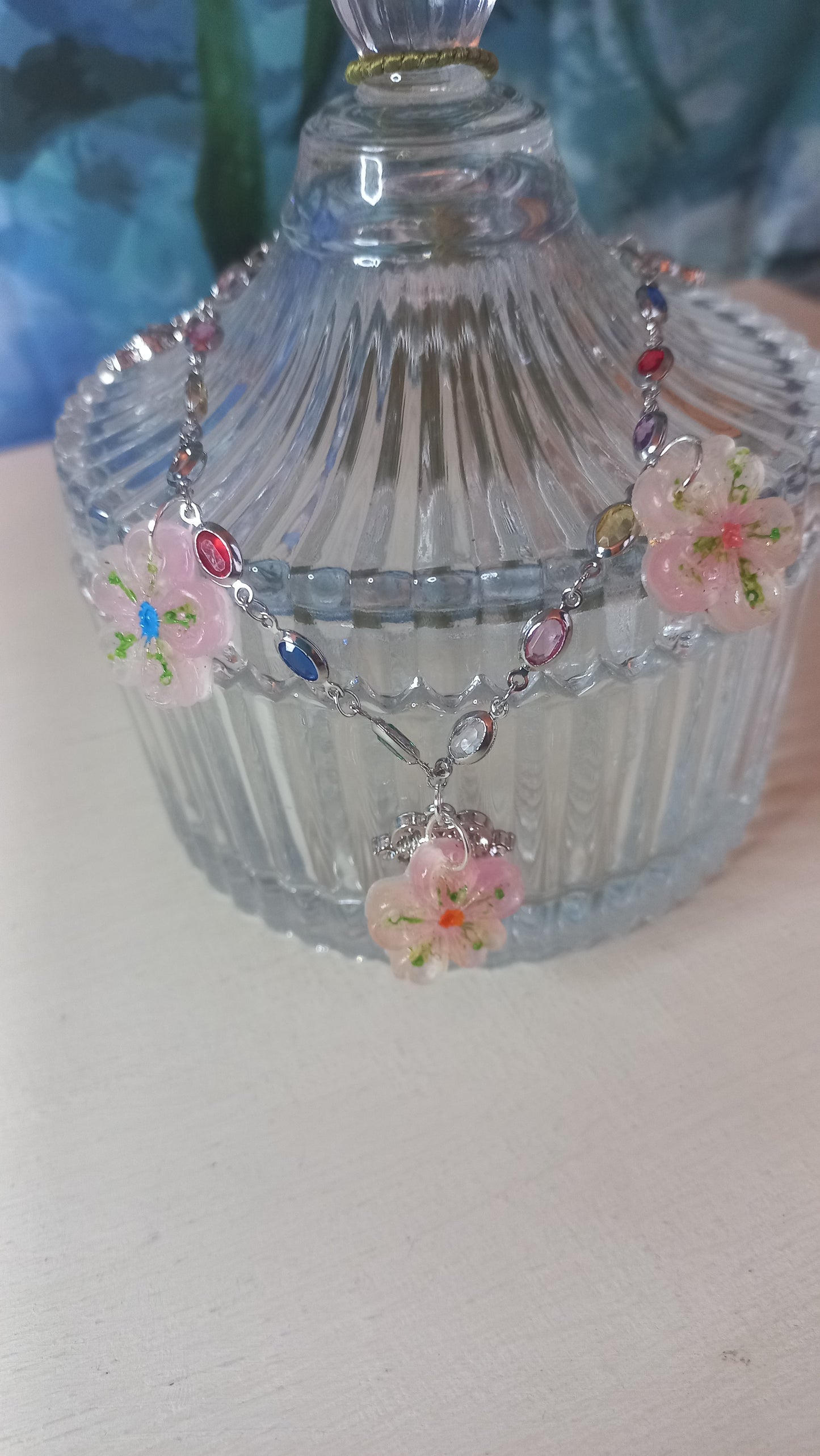 Translucent clay flower bracelet