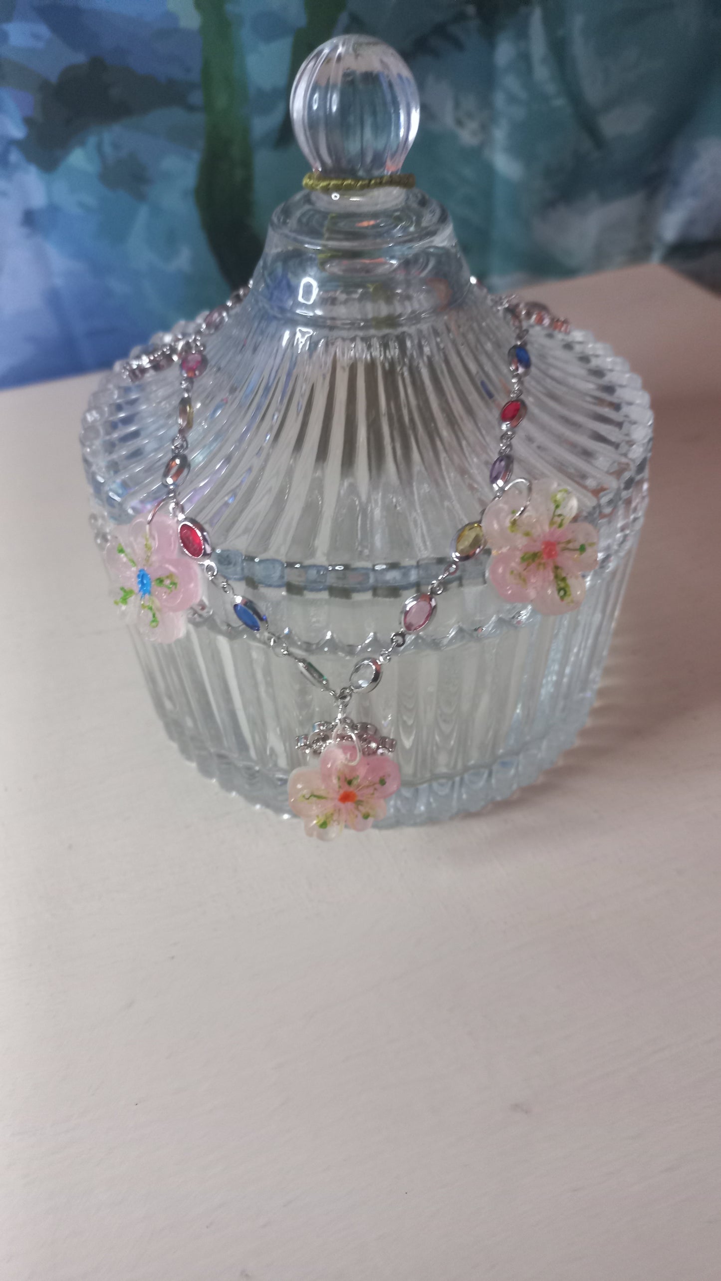 Translucent clay flower bracelet