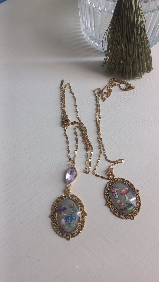 Wild mushrooms in resin