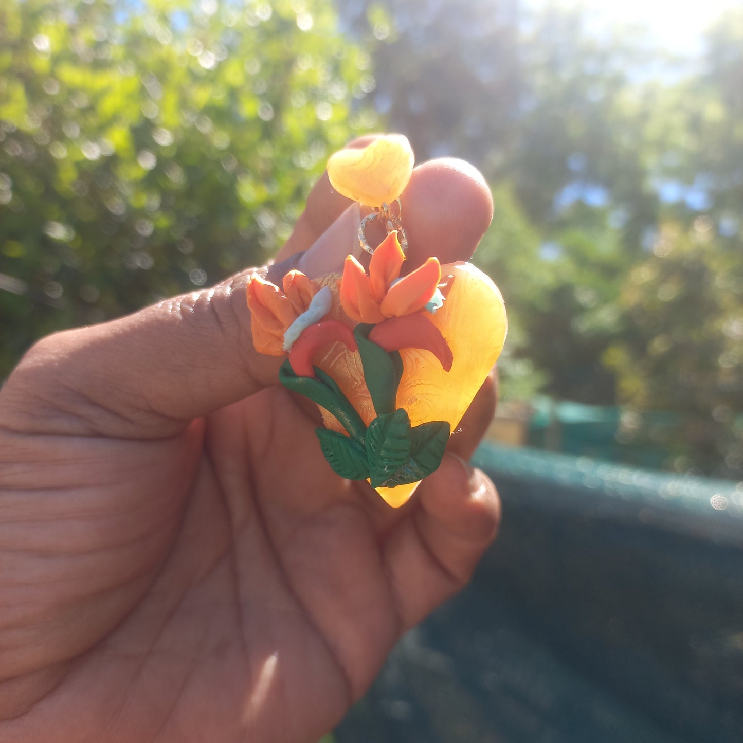 Bird of paradise polymer clay earrings