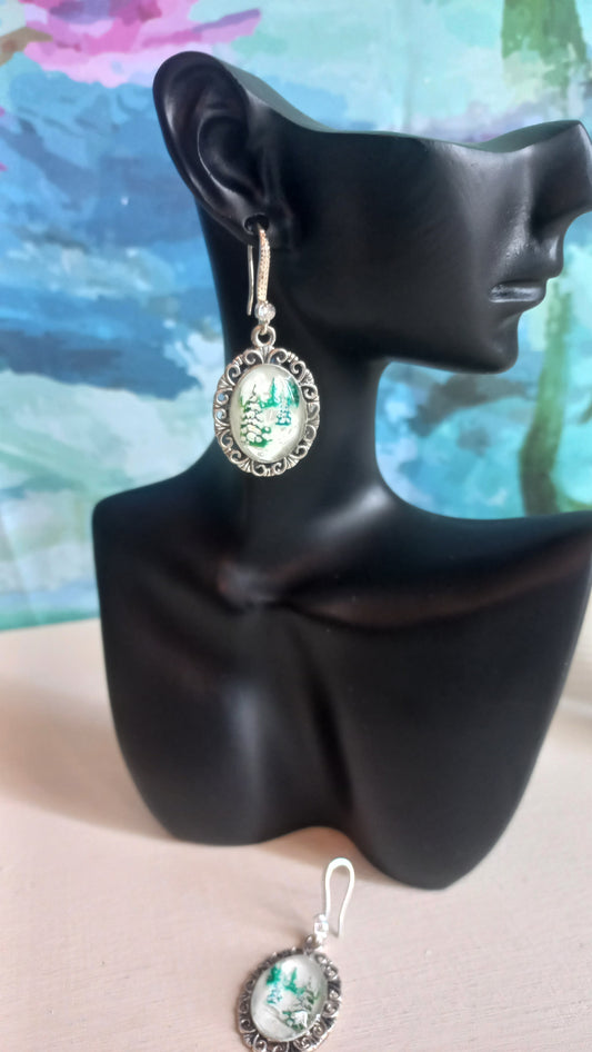 Winter painted scene in resin