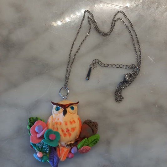 Polymer clay owl pendant
