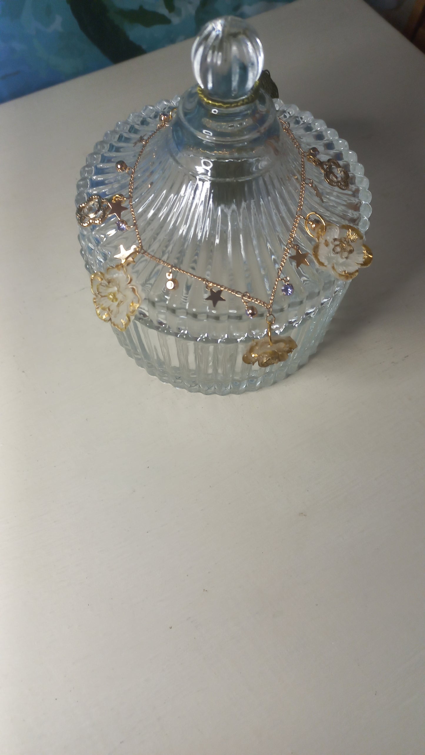 Translucent polymer clay flower charm bracelet