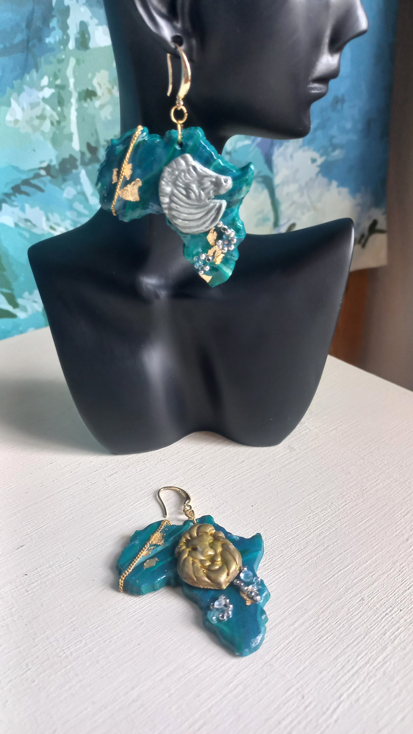African continent polymer clay earrings