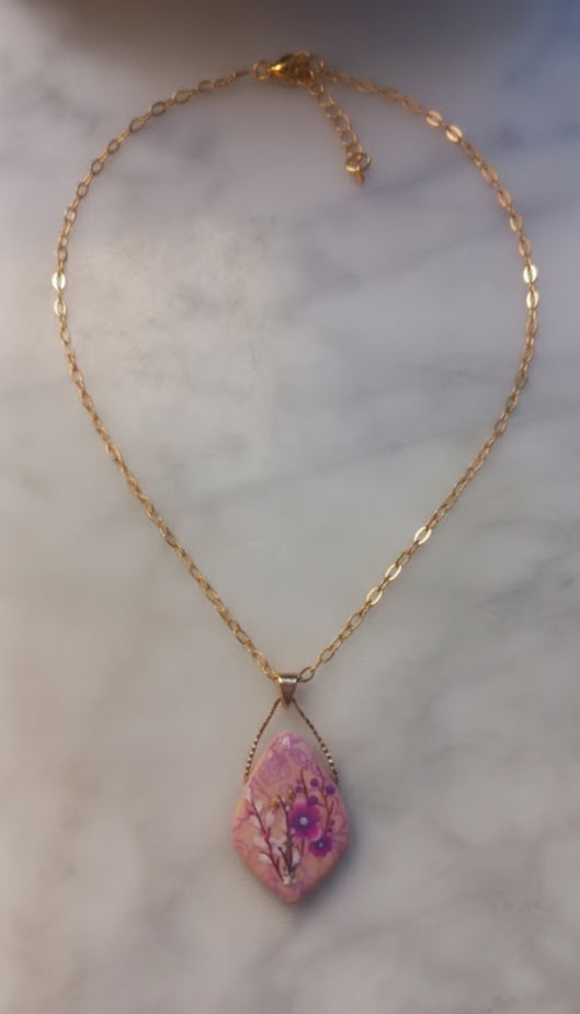 Polymer clay violet pendants